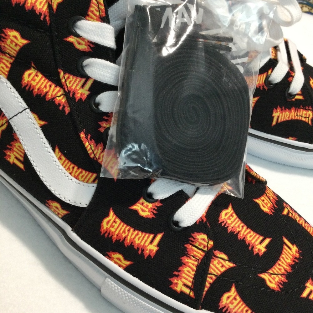 Vans Sk8-Hi Thrasher Magazine Flame Logo Black Skate Shoes Mens 12 VN0A5FCCBKA - Picture 8 of 8